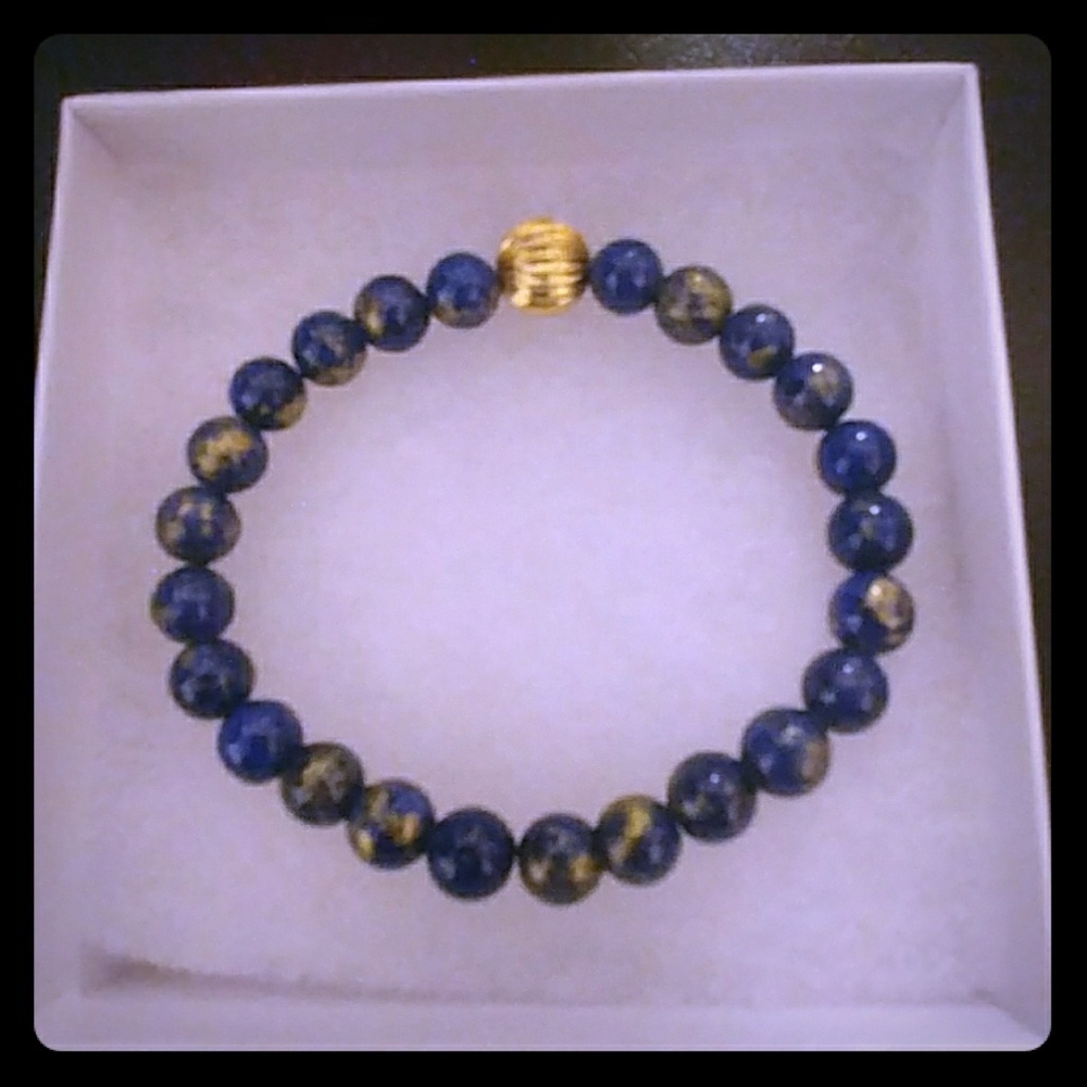 Blue & Gold Jade Stone Bracelet